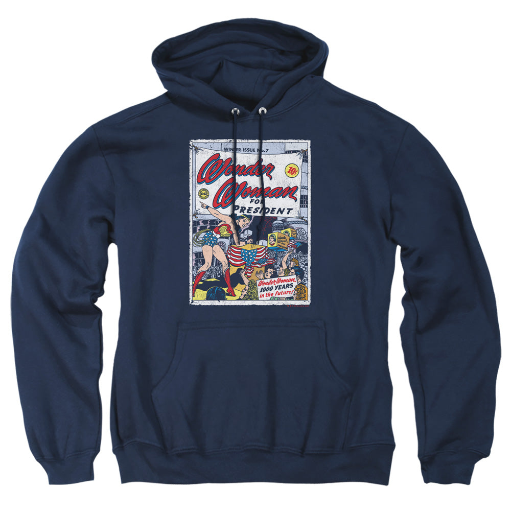 AN OFFCIALLY LICENSED DC WW FOR PRESIDENT ADULT UNISEX PULLOVER HOODIE NAVY