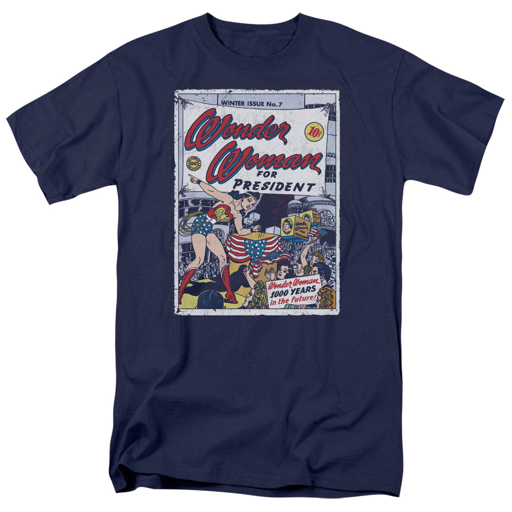 AN OFFCIALLY LICENSED DC WW FOR PRESIDENT MEN'S REGULAR FIT T-SHIRT NAVY