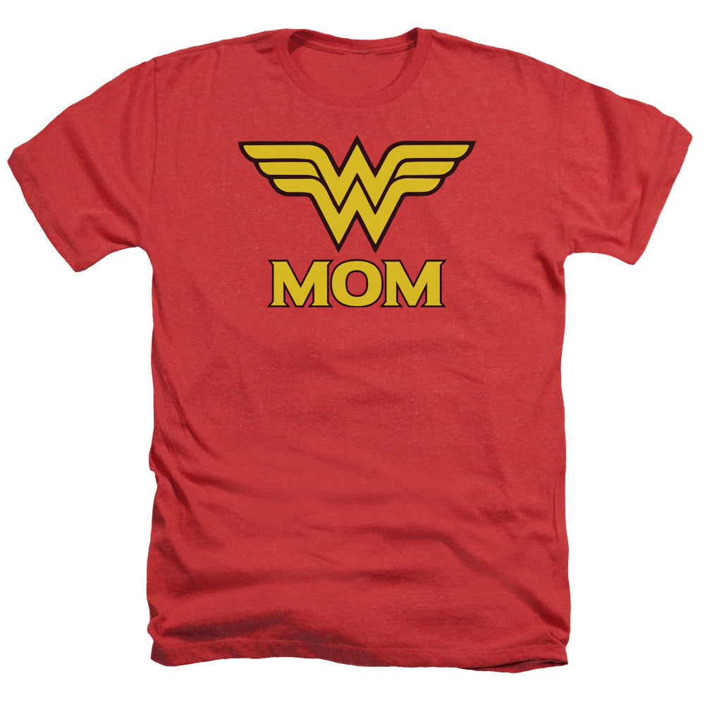 AN OFFCIALLY LICENSED DCO WONDER MOM MEN'S HEATHER T-SHIRT RED