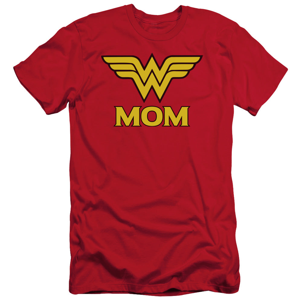 AN OFFCIALLY LICENSED DCO WONDER MOM MEN'S PREMIUM SLIM FIT T-SHIRT RED