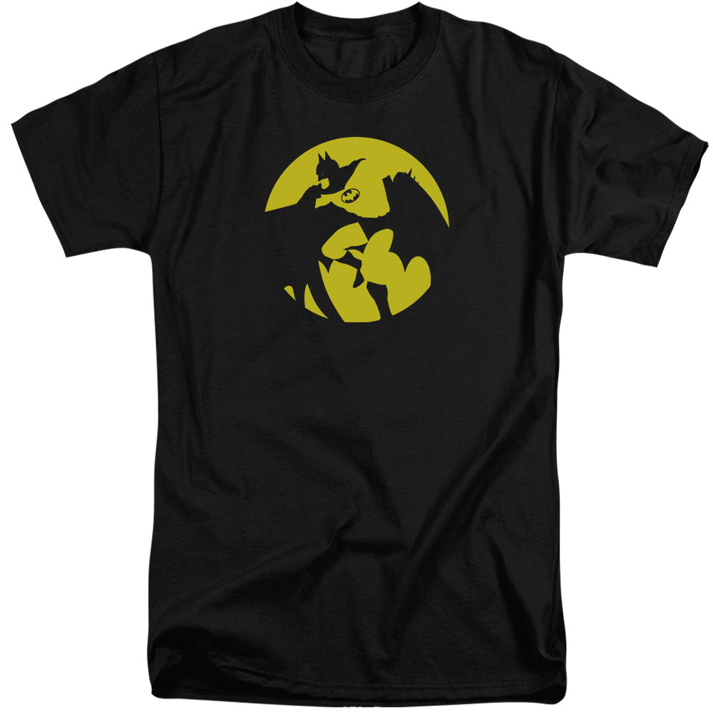 AN OFFCIALLY LICENSED DCO BATMAN SPOTLIGHT MEN'S TALL FIT T-SHIRT BLACK
