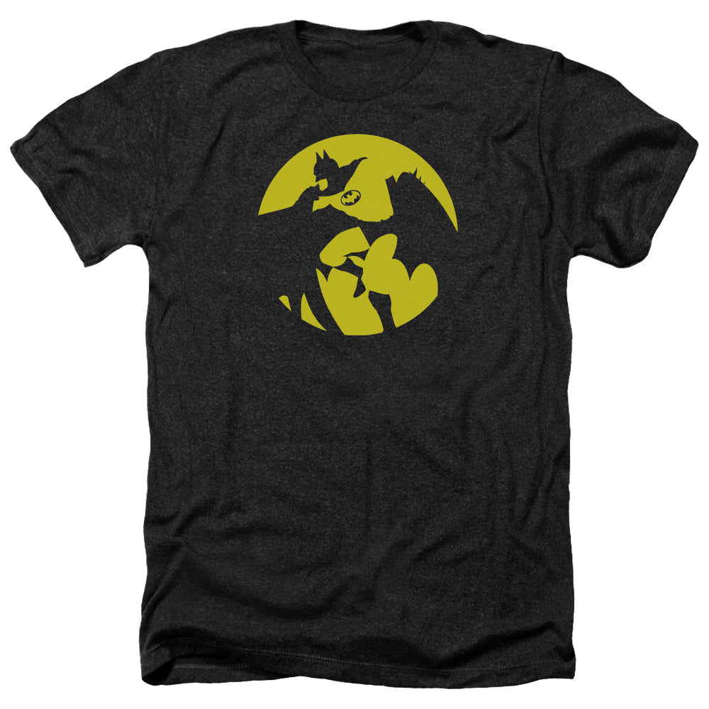 AN OFFCIALLY LICENSED DCO BATMAN SPOTLIGHT MEN'S HEATHER T-SHIRT CHARCOAL