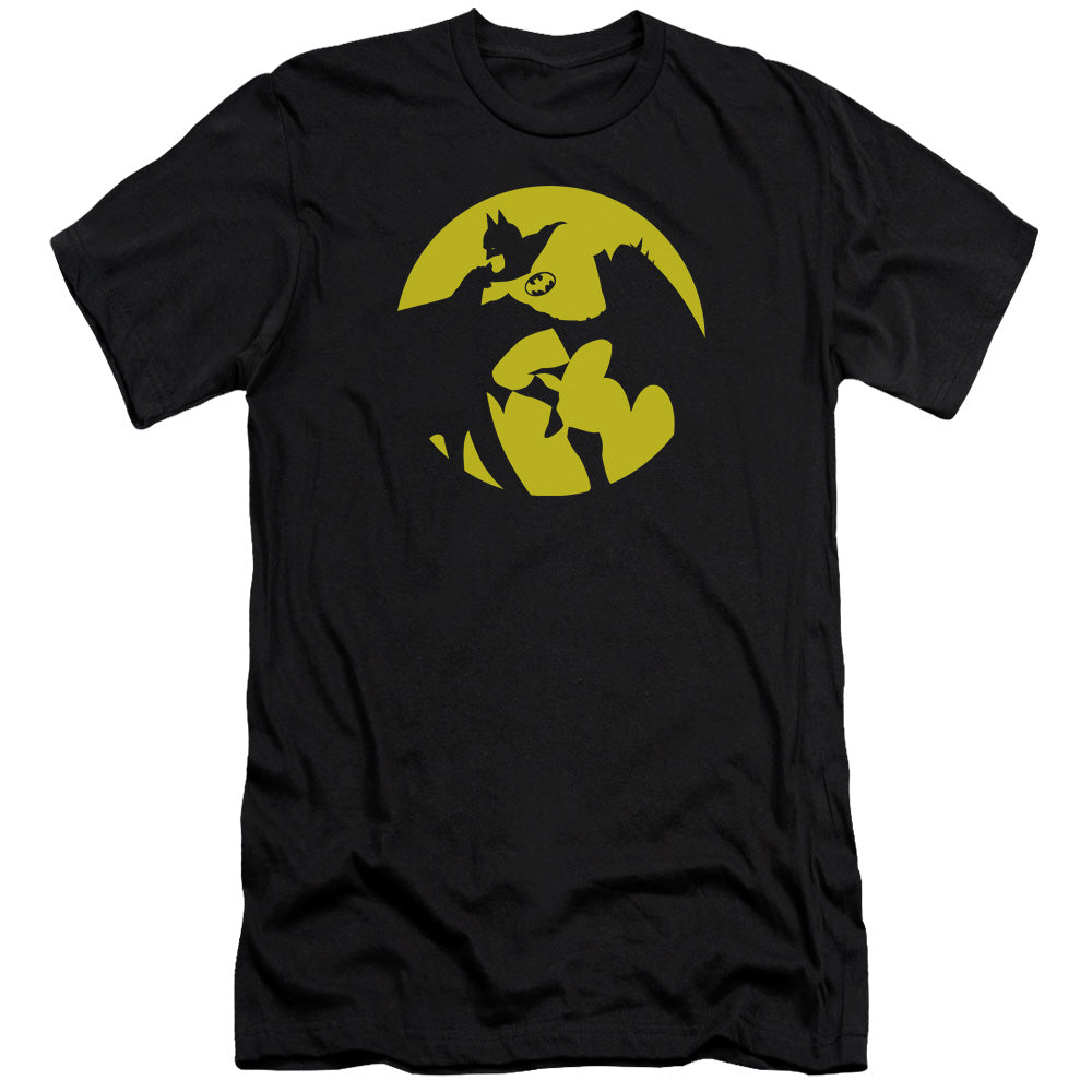 AN OFFCIALLY LICENSED DCO BATMAN SPOTLIGHT MEN'S PREMIUM SLIM FIT T-SHIRT BLACK