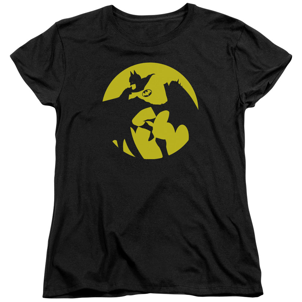 AN OFFCIALLY LICENSED DCO BATMAN SPOTLIGHT WOMEN'S REGULAR FIT T-SHIRT BLACK