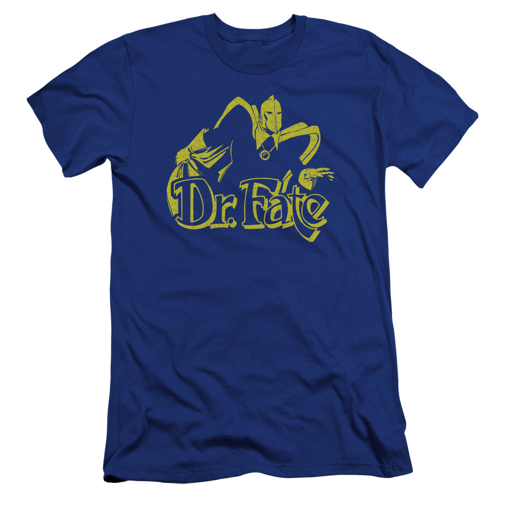 AN OFFCIALLY LICENSED DCO ONE COLOR FATE MEN'S PREMIUM SLIM FIT T-SHIRT ROYAL