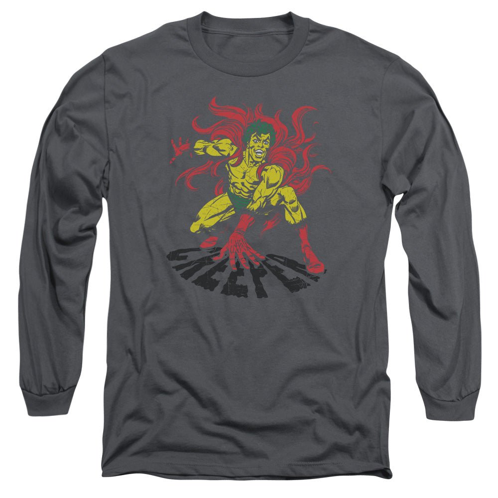 AN OFFCIALLY LICENSED DCO CREEPER MEN'S LONG SLEEVE T-SHIRT CHARCOAL