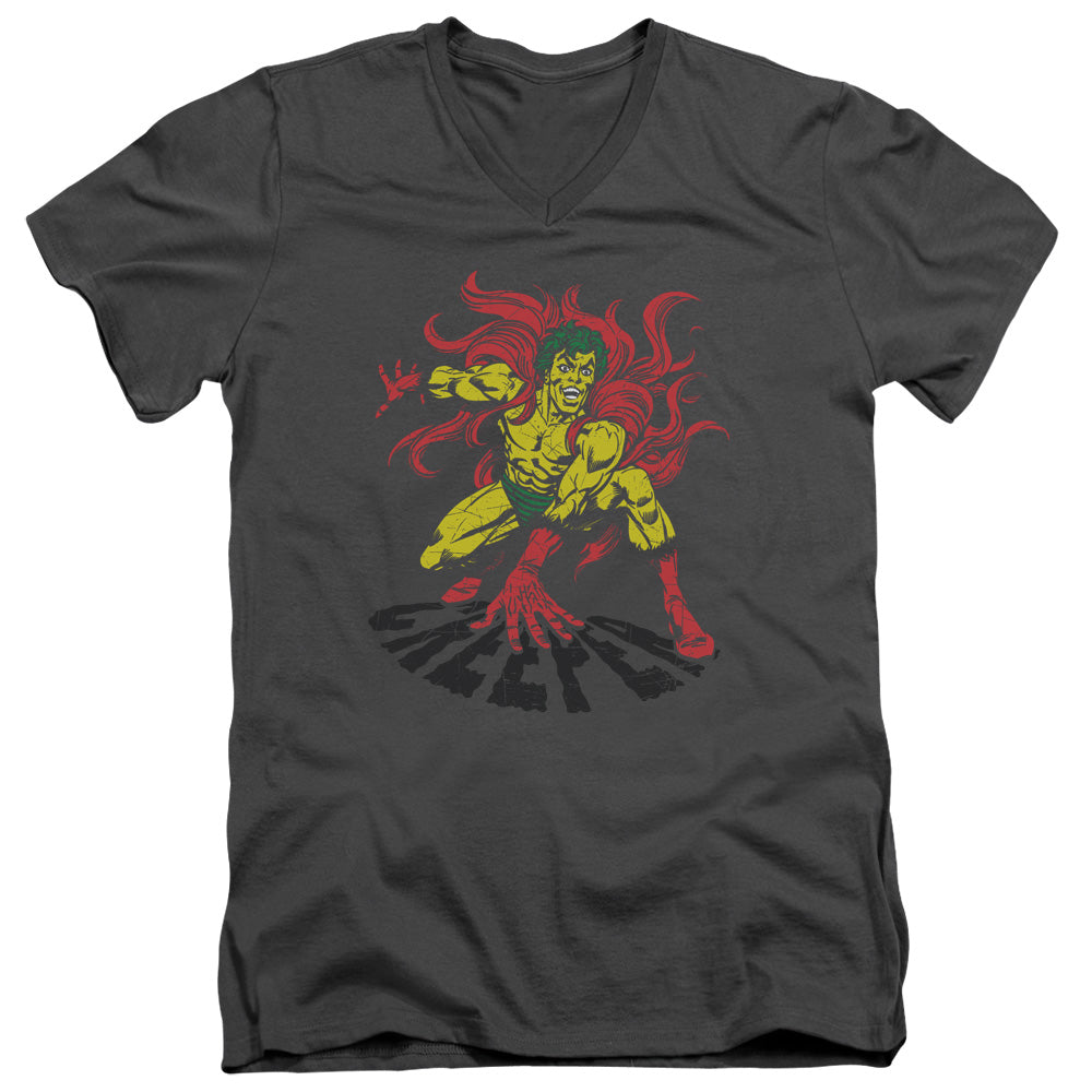 AN OFFCIALLY LICENSED DCO CREEPER MEN'S V-NECK T-SHIRT CHARCOAL