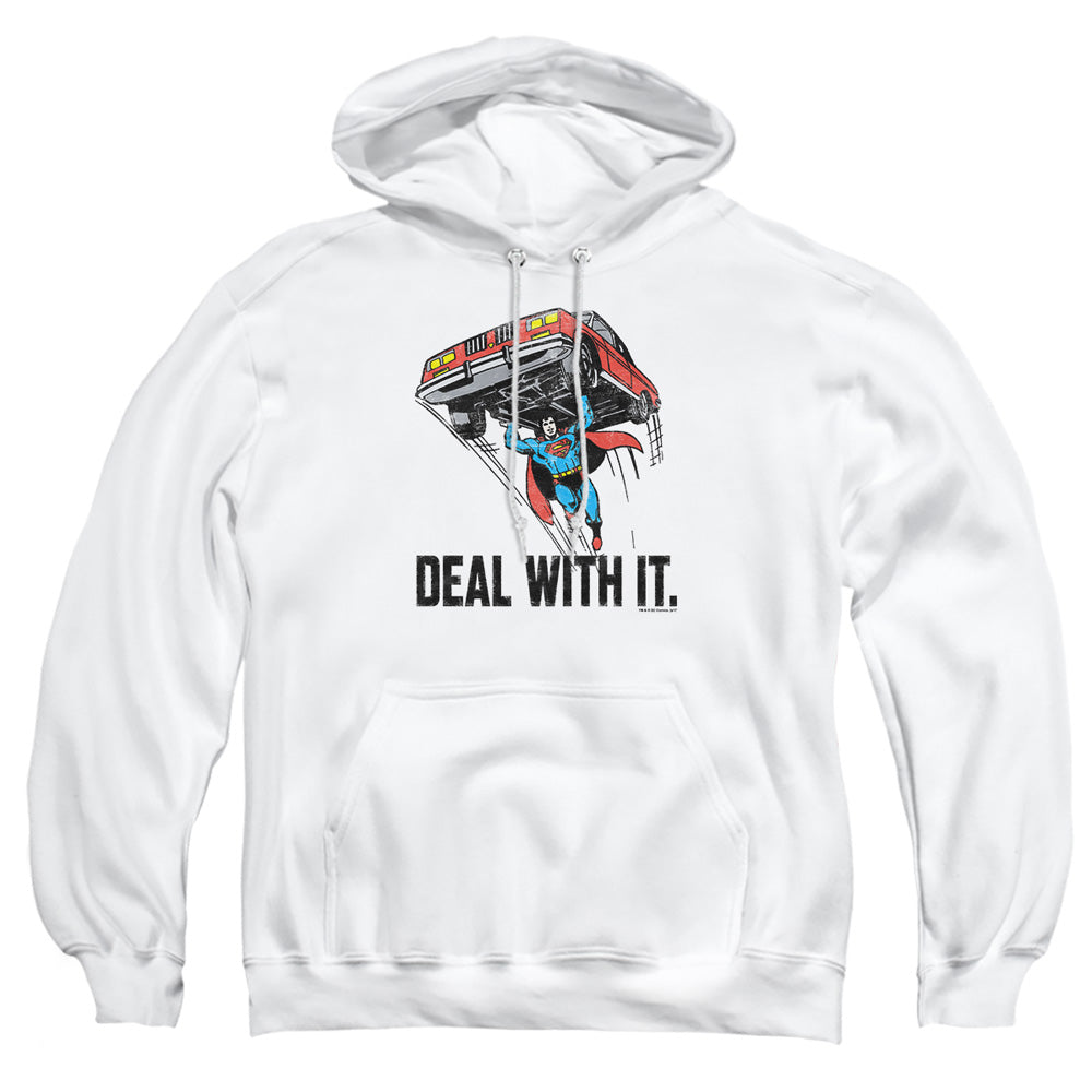 AN OFFCIALLY LICENSED DCO DEAL WITH IT ADULT UNISEX PULLOVER HOODIE WHITE