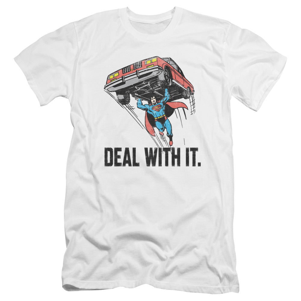 AN OFFCIALLY LICENSED DCO DEAL WITH IT MEN'S PREMIUM SLIM FIT T-SHIRT WHITE