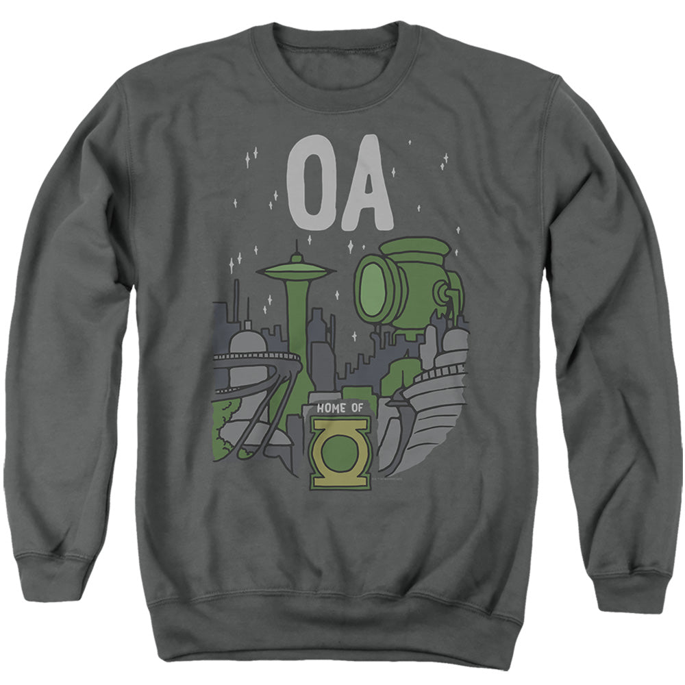 AN OFFCIALLY LICENSED GREEN LANTERN THE OA ADULT UNISEX CREWNECK SWEATSHIRT CHARCOAL