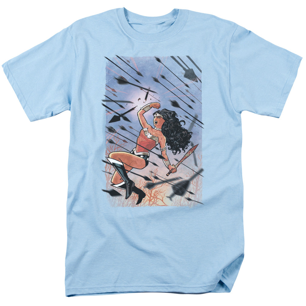 AN OFFCIALLY LICENSED JLA WONDER WOMAN #1 MEN'S REGULAR FIT T-SHIRT LIGHT BLUE