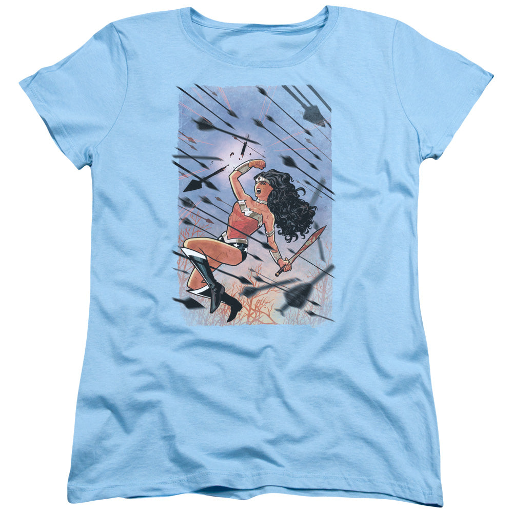 AN OFFCIALLY LICENSED JLA WONDER WOMAN #1 WOMEN'S REGULAR FIT T-SHIRT LIGHT BLUE