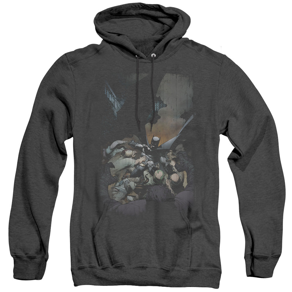 AN OFFCIALLY LICENSED BATMAN BATMAN #1 ADULT UNISEX HEATHER PULLOVER HOODIE BLACK