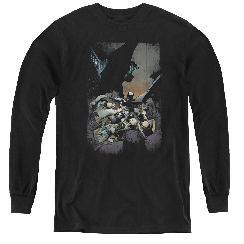 AN OFFCIALLY LICENSED BATMAN BATMAN #1 YOUTH LONG SLEEVE T-SHIRT BLACK