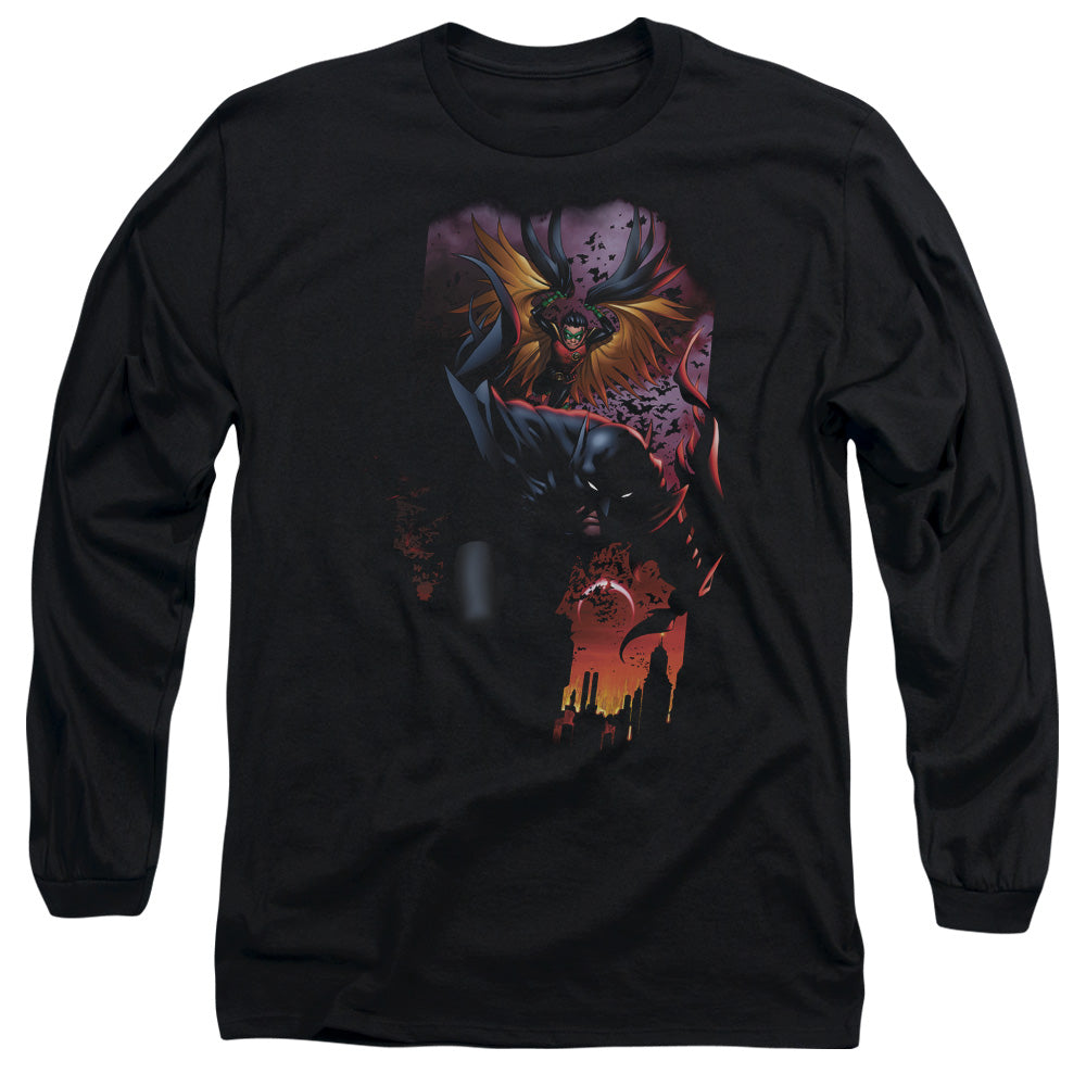 AN OFFCIALLY LICENSED BATMAN BATMAN & ROBIN #1 MEN'S LONG SLEEVE T-SHIRT BLACK