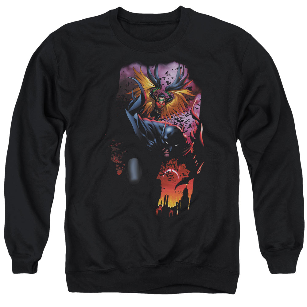AN OFFCIALLY LICENSED BATMAN BATMAN & ROBIN #1 ADULT UNISEX CREWNECK SWEATSHIRT BLACK