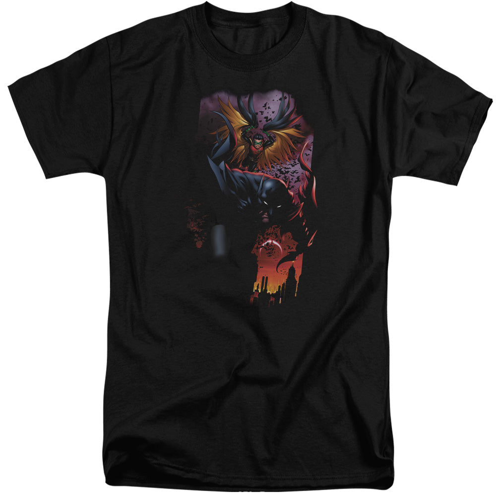 AN OFFCIALLY LICENSED BATMAN BATMAN & ROBIN #1 MEN'S TALL FIT T-SHIRT BLACK