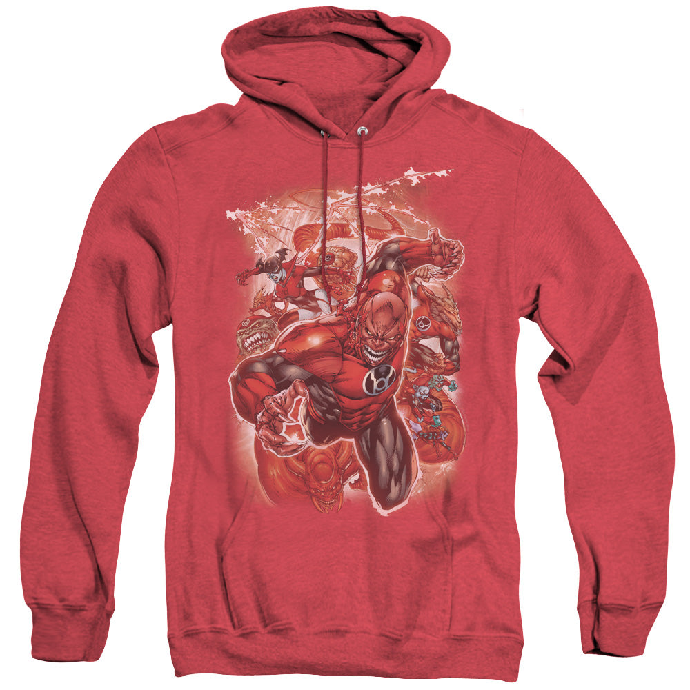 AN OFFCIALLY LICENSED GREEN LANTERN RED LANTERNS #1 ADULT UNISEX HEATHER PULLOVER HOODIE RED