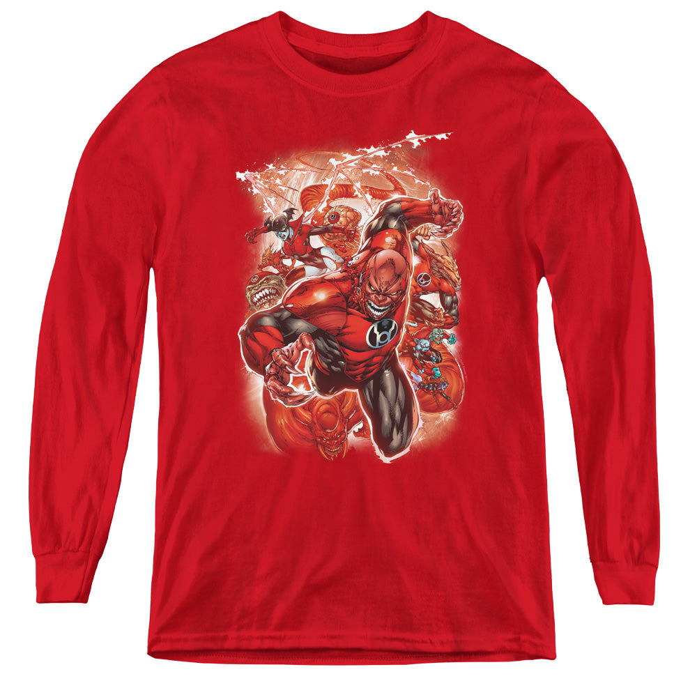 AN OFFCIALLY LICENSED GREEN LANTERN RED LANTERNS #1 YOUTH LONG SLEEVE T-SHIRT RED