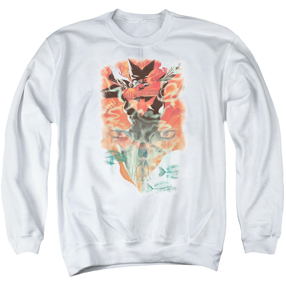 AN OFFCIALLY LICENSED BATMAN BATWOMAN #1 ADULT UNISEX CREWNECK SWEATSHIRT WHITE
