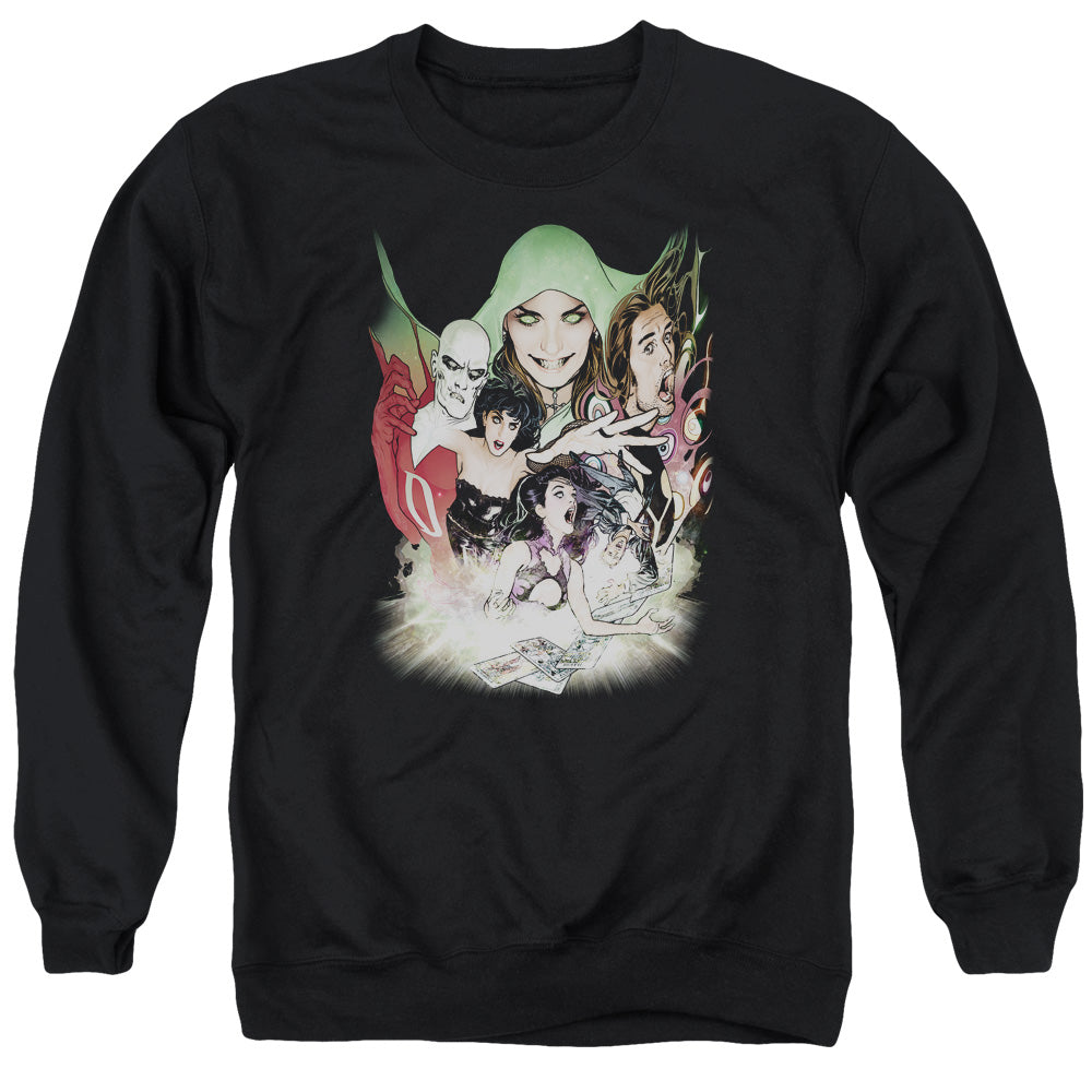 AN OFFCIALLY LICENSED DCR JUSTICE LEAGUE DARK ADULT UNISEX CREWNECK SWEATSHIRT BLACK