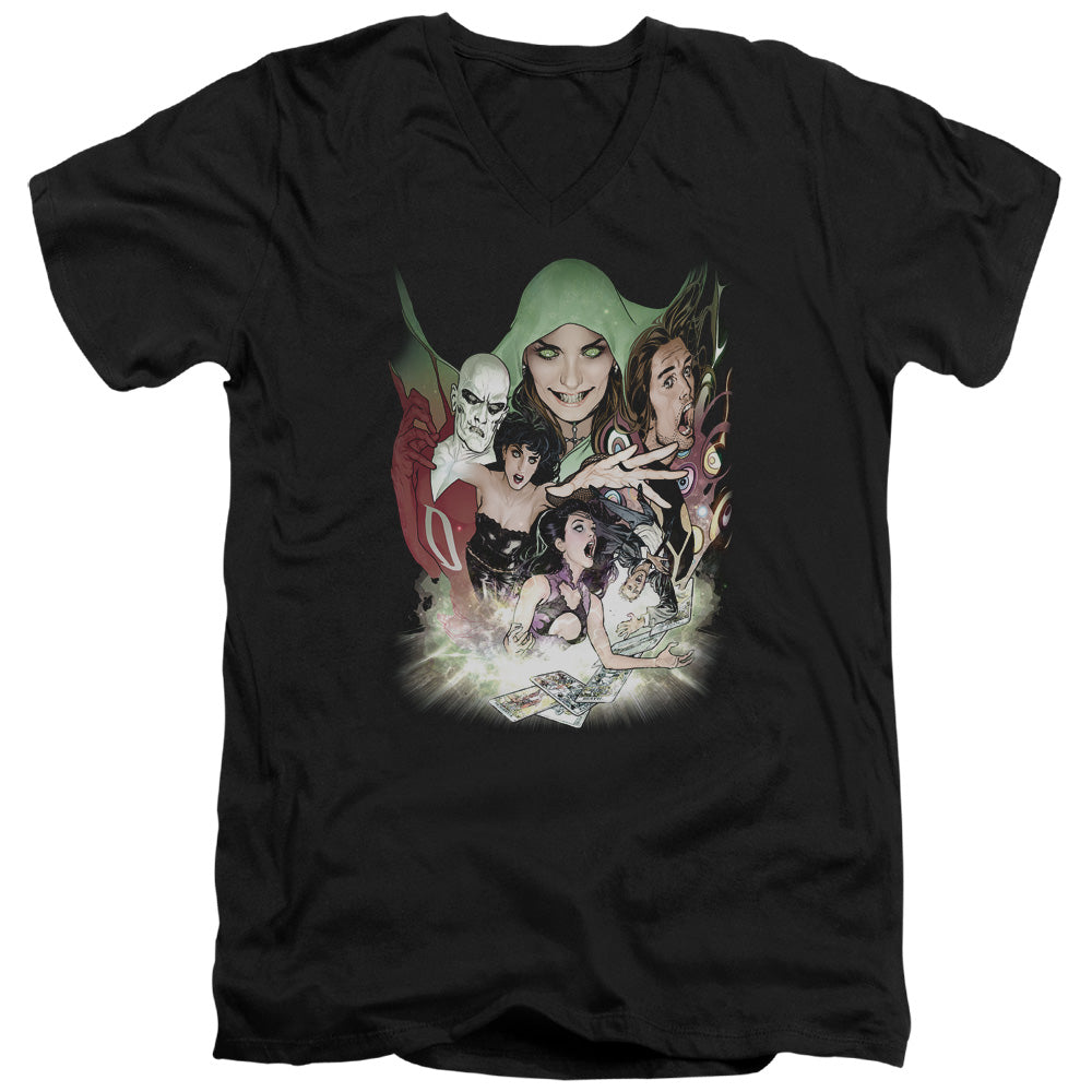 AN OFFCIALLY LICENSED DCR JUSTICE LEAGUE DARK MEN'S V-NECK T-SHIRT BLACK