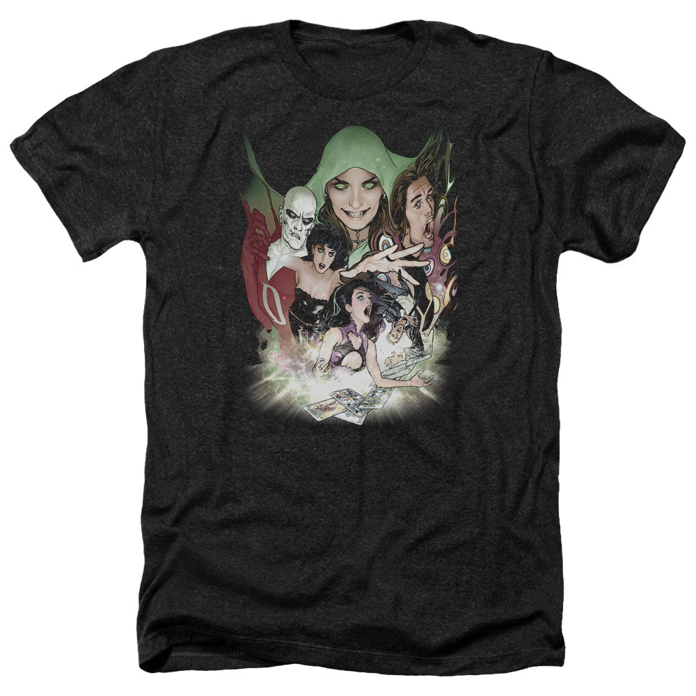 AN OFFCIALLY LICENSED DCR JUSTICE LEAGUE DARK MEN'S HEATHER T-SHIRT CHARCOAL