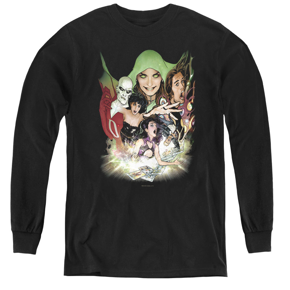 AN OFFCIALLY LICENSED DCR JUSTICE LEAGUE DARK YOUTH LONG SLEEVE T-SHIRT BLACK