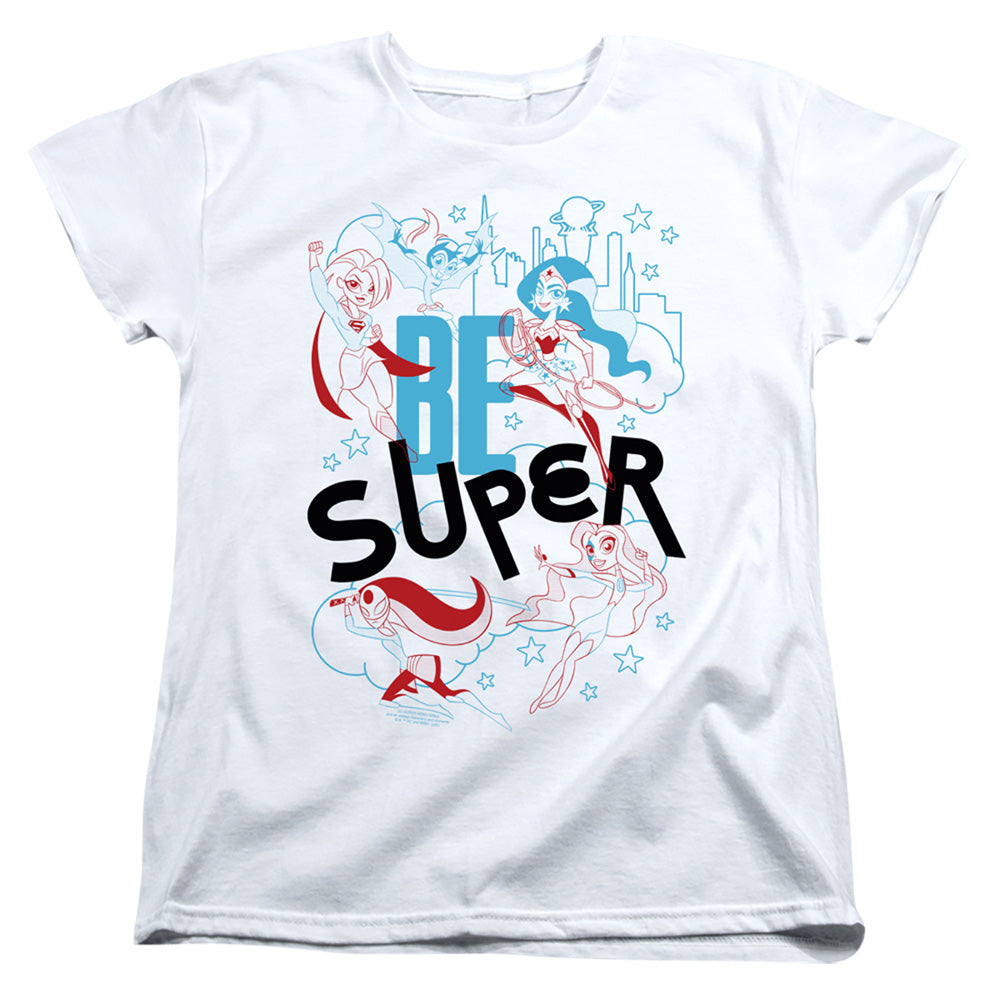 AN OFFCIALLY LICENSED DC SUPERHERO GIRLS BE SUPER WOMEN'S REGULAR FIT T-SHIRT WHITE