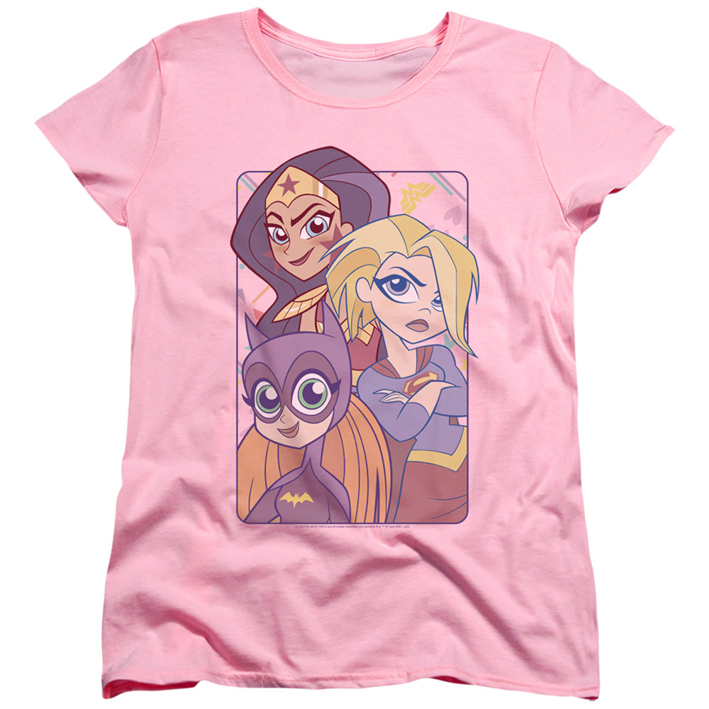 AN OFFCIALLY LICENSED DC SUPERHERO GIRLS DONT BOX US IN WOMEN'S REGULAR FIT T-SHIRT PINK
