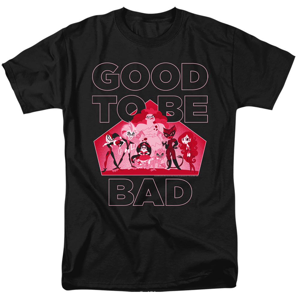 AN OFFCIALLY LICENSED DC SUPERHERO GIRLS GOOD TO BE BAD MEN'S REGULAR FIT T-SHIRT BLACK