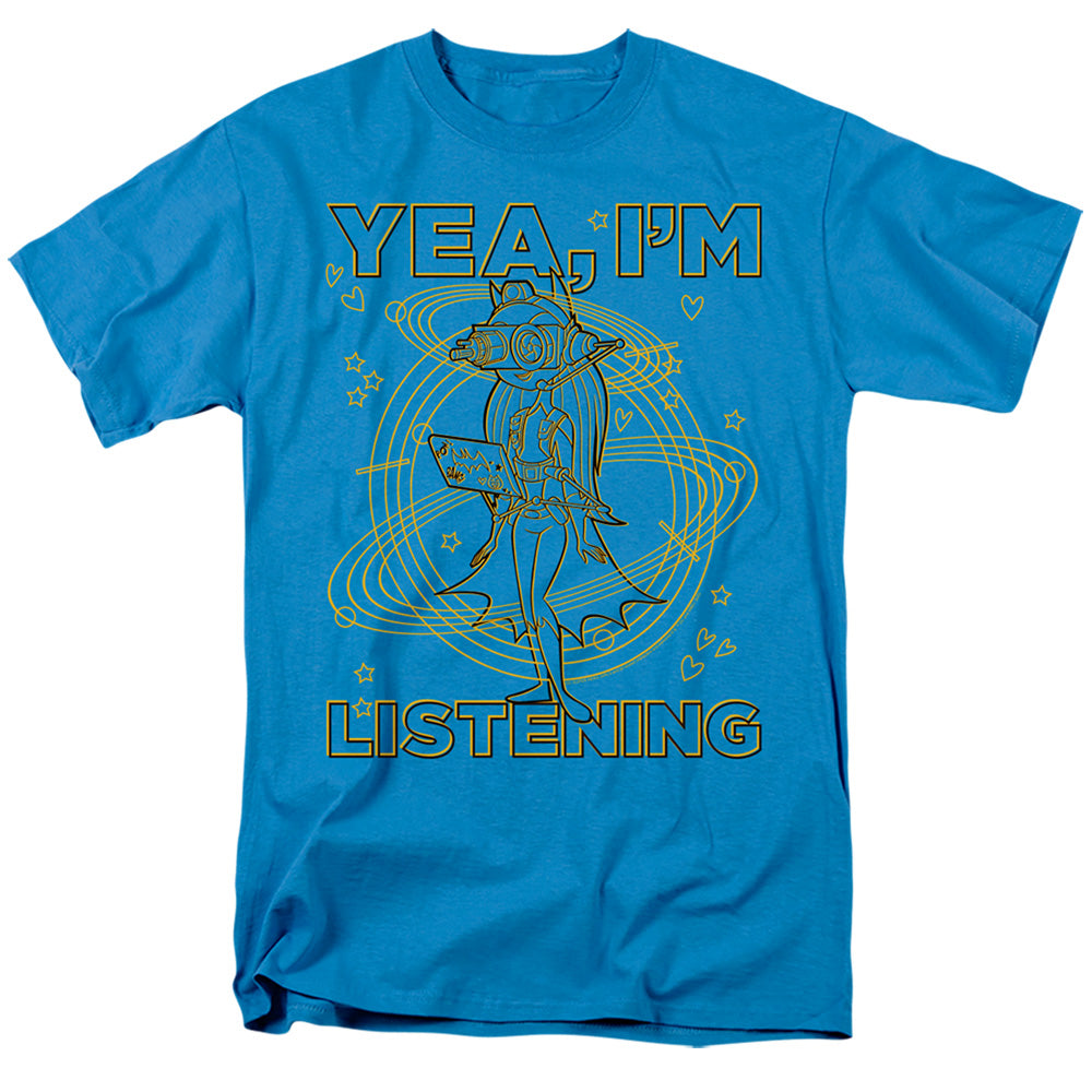 AN OFFCIALLY LICENSED DC SUPERHERO GIRLS LISTENING MEN'S REGULAR FIT T-SHIRT TURQUOISE