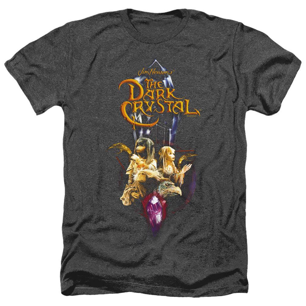 AN OFFCIALLY LICENSED DARK CRYSTAL CRYSTAL QUEST MEN'S HEATHER T-SHIRT CHARCOAL