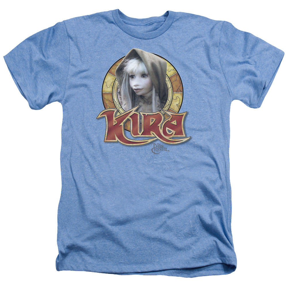 AN OFFCIALLY LICENSED DARK CRYSTAL KIRA CIRCLE MEN'S HEATHER T-SHIRT LIGHT BLUE