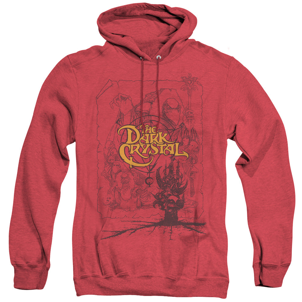 AN OFFCIALLY LICENSED DARK CRYSTAL POSTER LINES ADULT UNISEX HEATHER PULLOVER HOODIE RED