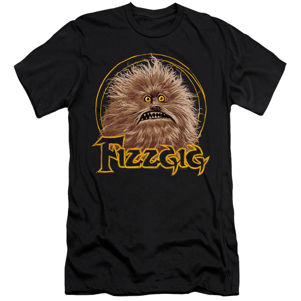AN OFFCIALLY LICENSED DARK CRYSTAL FIZZGIG MEN'S PREMIUM SLIM FIT T-SHIRT BLACK
