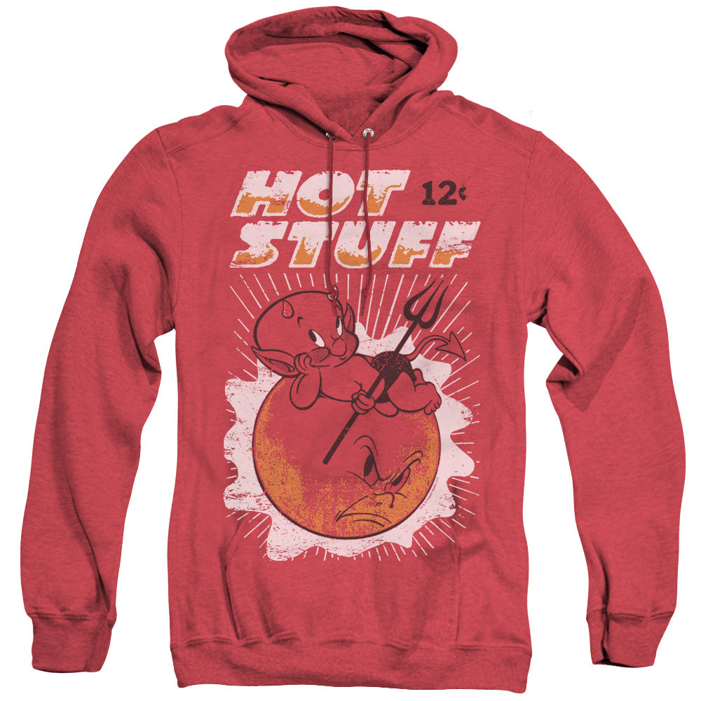 AN OFFCIALLY LICENSED HOT STUFF ON THE SUN ADULT UNISEX HEATHER PULLOVER HOODIE RED