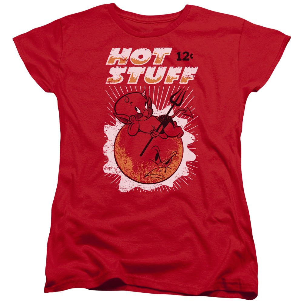 AN OFFCIALLY LICENSED HOT STUFF ON THE SUN WOMEN'S REGULAR FIT T-SHIRT RED