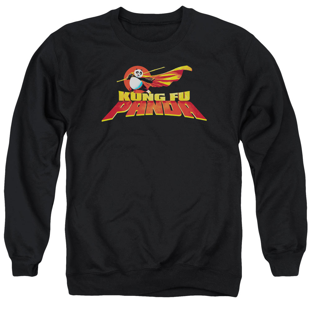 AN OFFCIALLY LICENSED KUNG FU PANDA LOGO ADULT UNISEX CREWNECK SWEATSHIRT BLACK