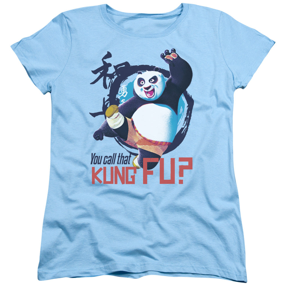 AN OFFCIALLY LICENSED KUNG FU PANDA KUNG FU WOMEN'S REGULAR FIT T-SHIRT LIGHT BLUE