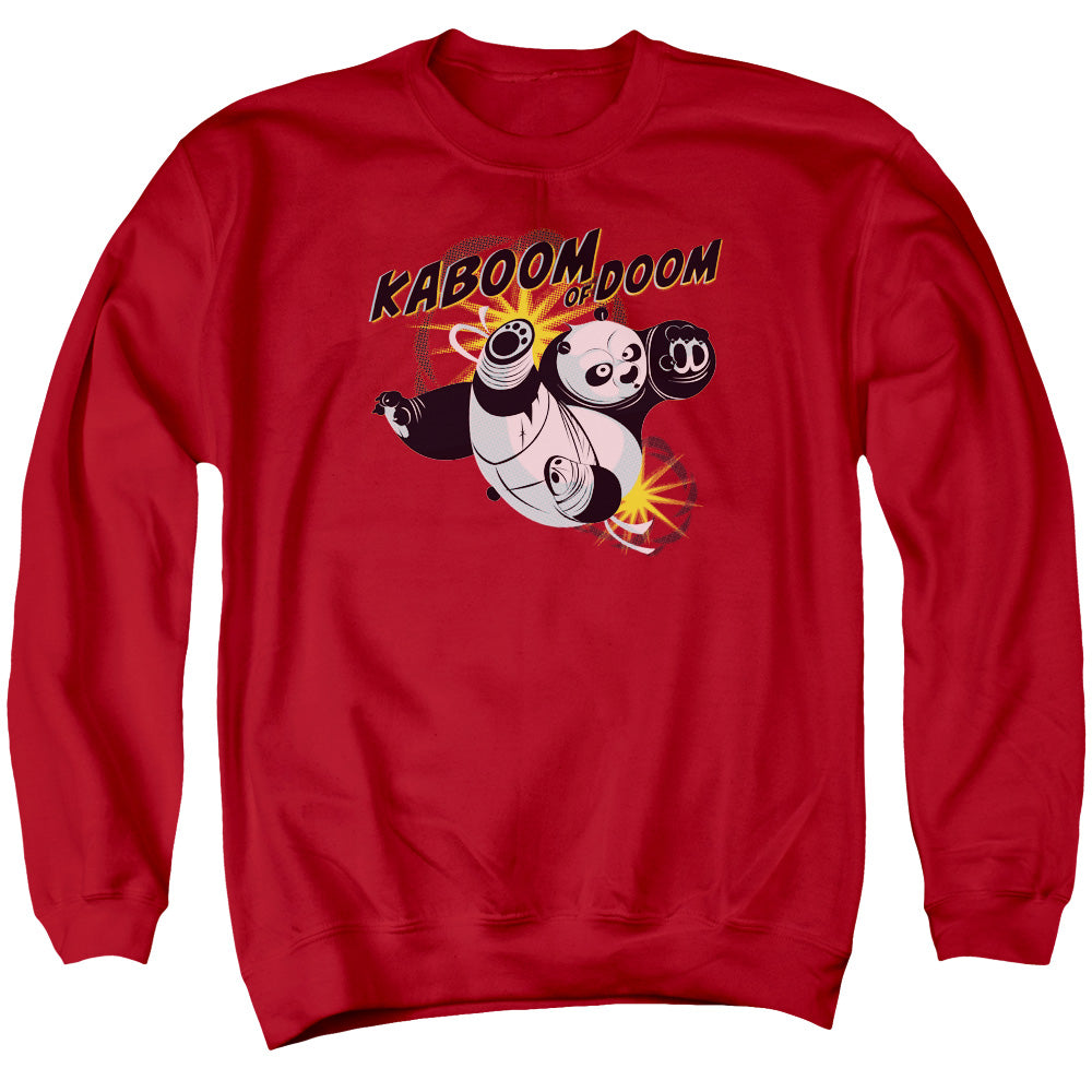 AN OFFCIALLY LICENSED KUNG FU PANDA KABOOM OF DOOM ADULT UNISEX CREWNECK SWEATSHIRT RED