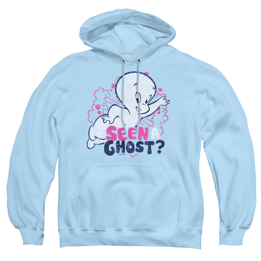 AN OFFCIALLY LICENSED CASPER SEEN A GHOST ADULT UNISEX PULLOVER HOODIE LIGHT BLUE