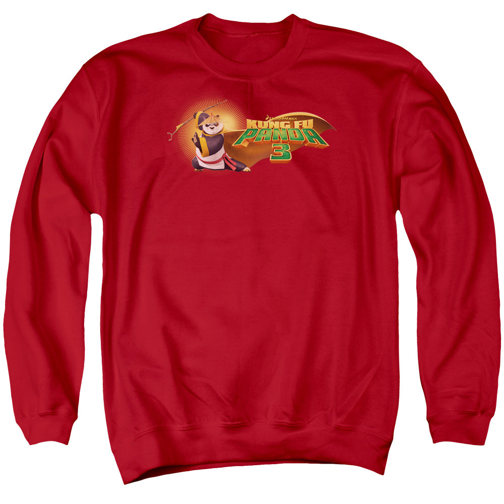 AN OFFCIALLY LICENSED KUNG FU PANDA PO LOGO ADULT UNISEX CREWNECK SWEATSHIRT RED
