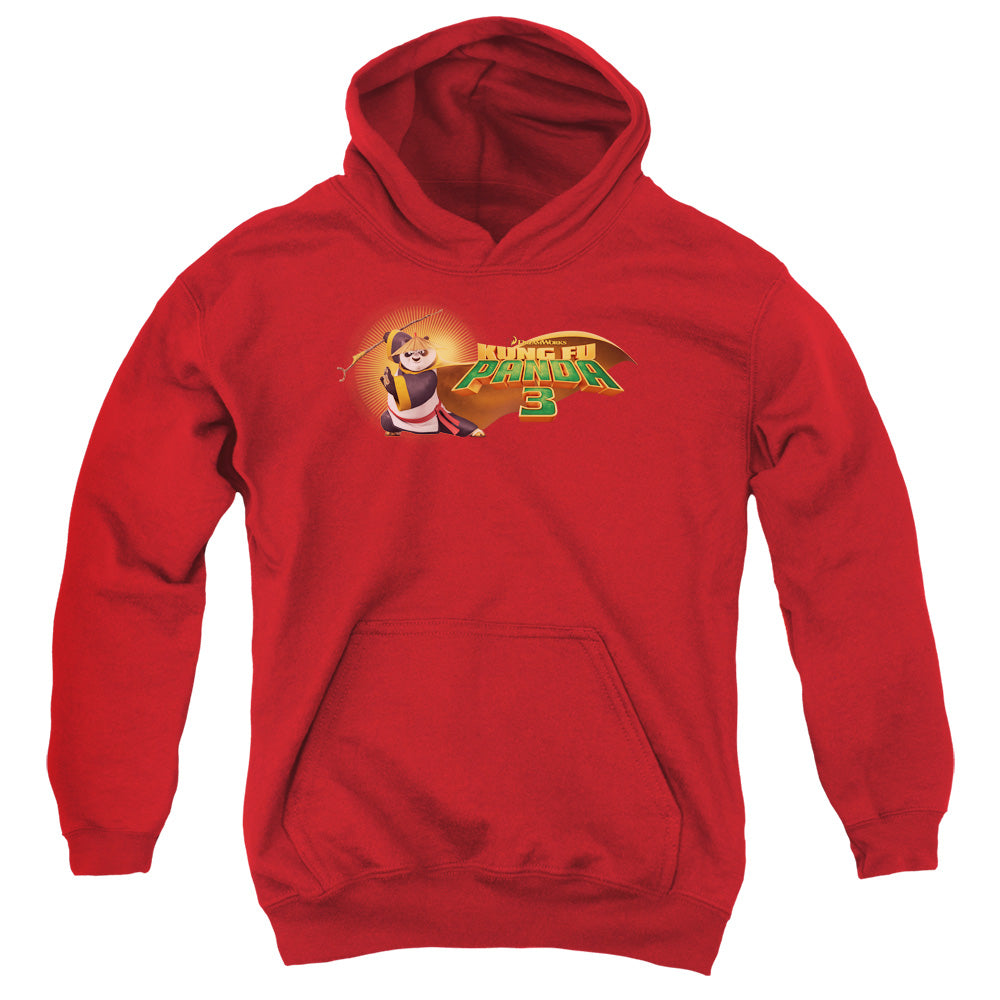 AN OFFCIALLY LICENSED KUNG FU PANDA PO LOGO YOUTH HOODIE RED