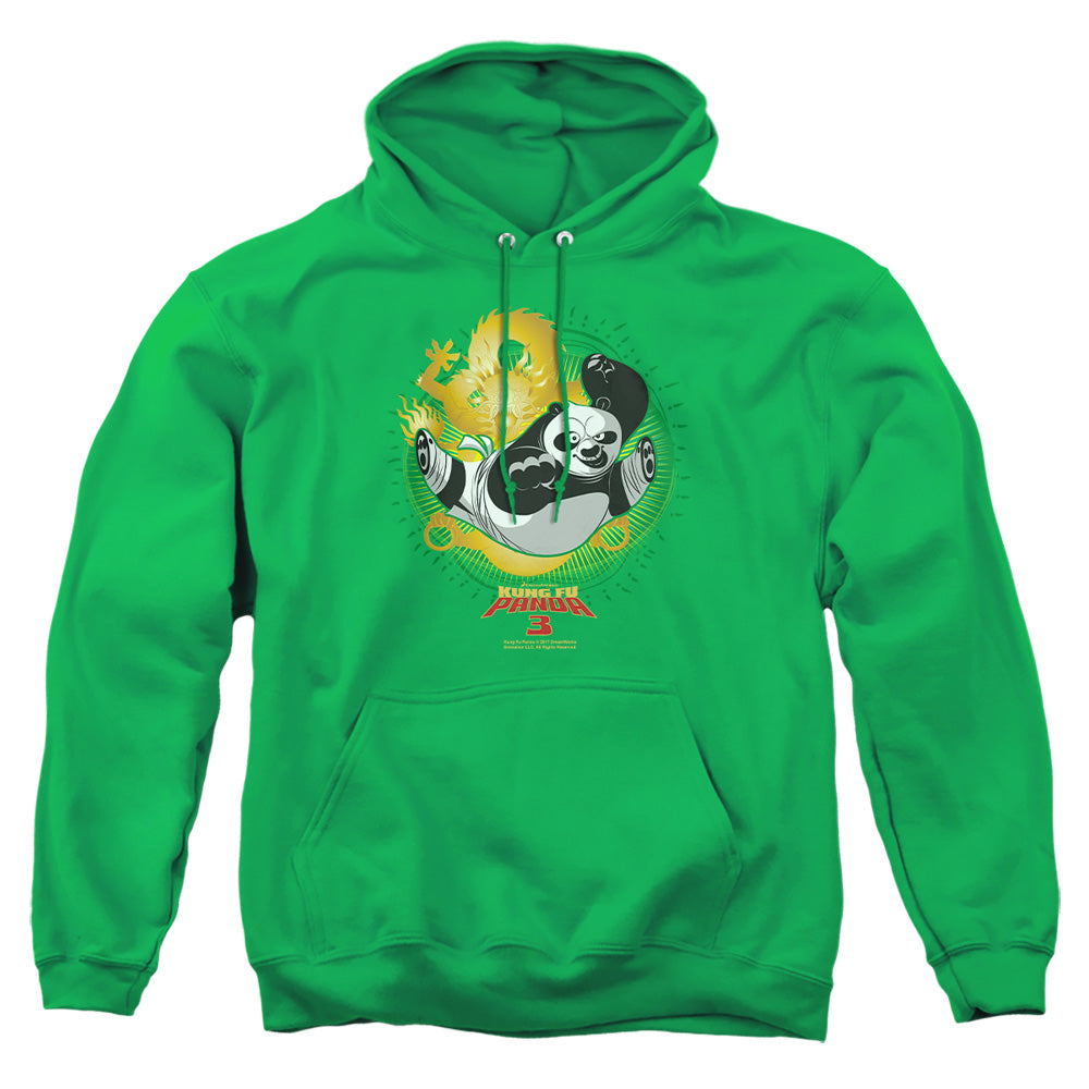 AN OFFCIALLY LICENSED KUNG FU PANDA DRAGO PO ADULT UNISEX PULLOVER HOODIE KELLY GREEN