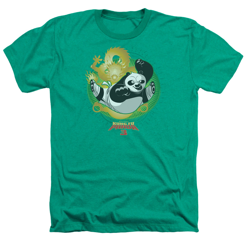 AN OFFCIALLY LICENSED KUNG FU PANDA DRAGO PO MEN'S HEATHER T-SHIRT KELLY GREEN