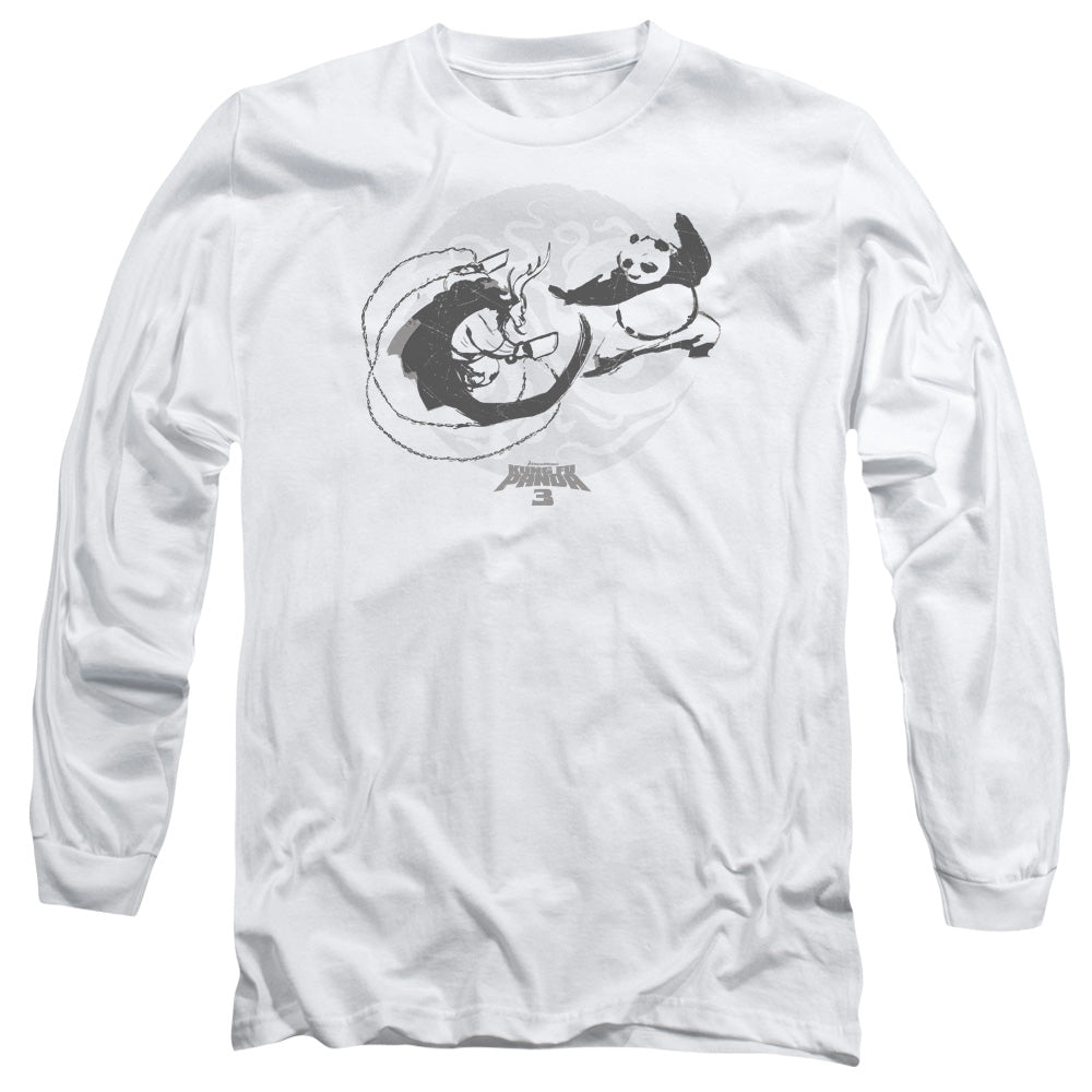 AN OFFCIALLY LICENSED KUNG FU PANDA FACE OFF MEN'S LONG SLEEVE T-SHIRT WHITE