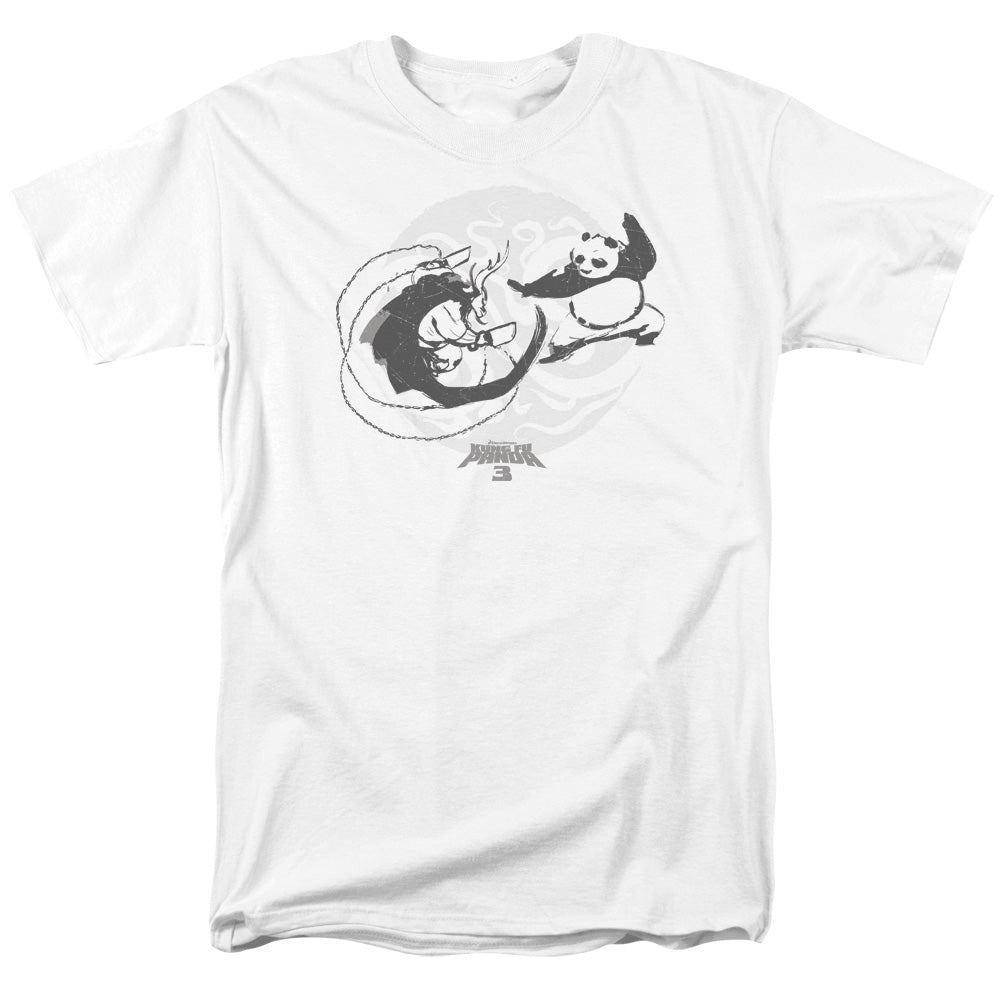 AN OFFCIALLY LICENSED KUNG FU PANDA FACE OFF MEN'S REGULAR FIT T-SHIRT WHITE