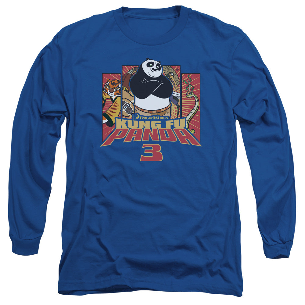 AN OFFCIALLY LICENSED KUNG FU PANDA KUNG FURRY MEN'S LONG SLEEVE T-SHIRT ROYAL