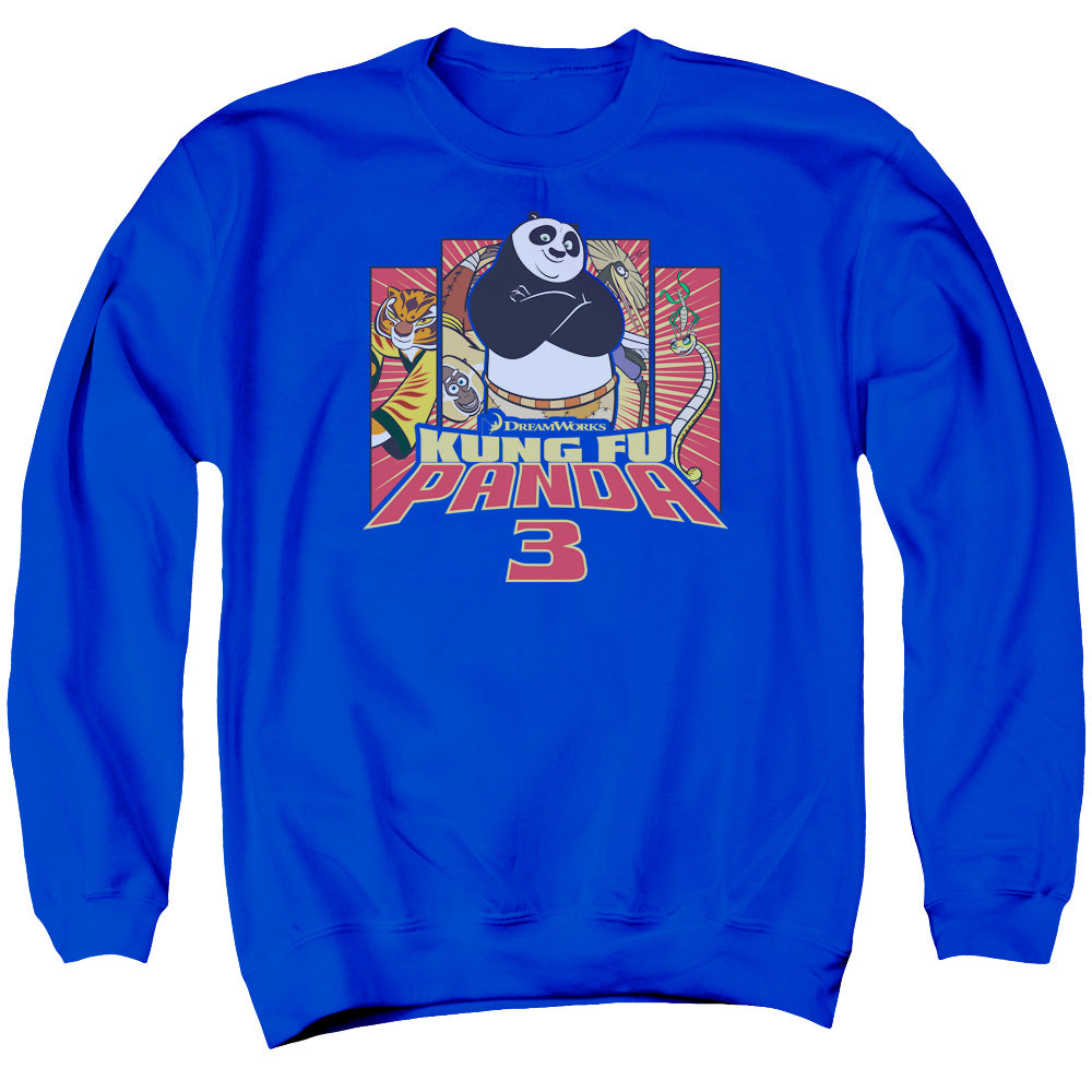 AN OFFCIALLY LICENSED KUNG FU PANDA KUNG FURRY ADULT UNISEX CREWNECK SWEATSHIRT ROYAL